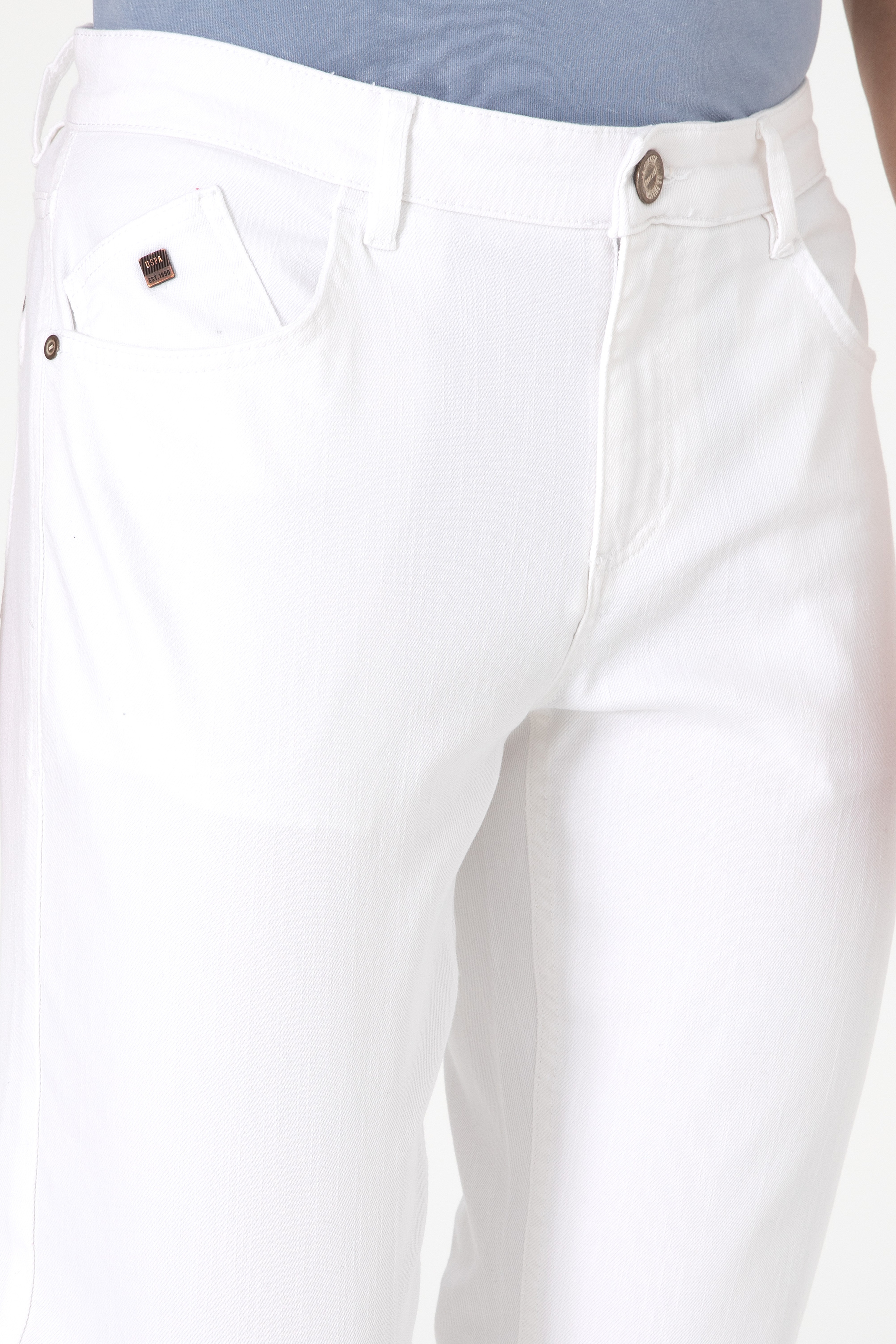 Erkek Slim Fit Beyaz Kanvas Pantolon