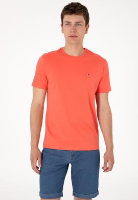 Erkek Regular Fit Bisiklet Yaka Nar Çiçeği Basic Tişört - 50297999048