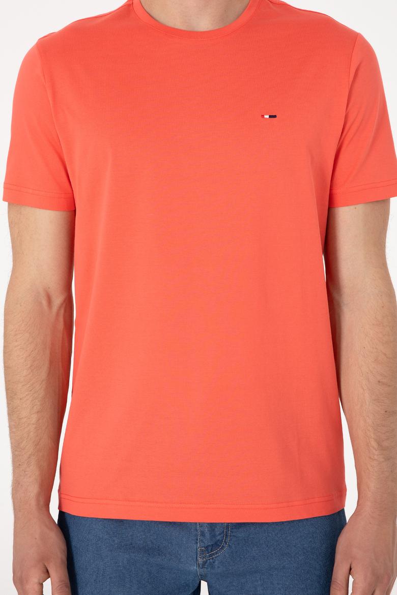 Erkek Regular Fit Bisiklet Yaka Nar Çiçeği Basic Tişört - 50297999048