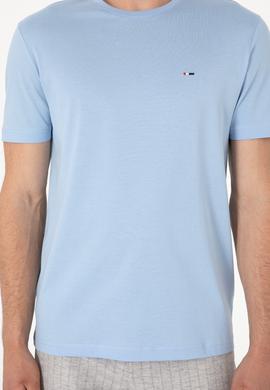 Erkek Regular Fit Bisiklet Yaka Açık Mavi Basic Tişört - 50297999039