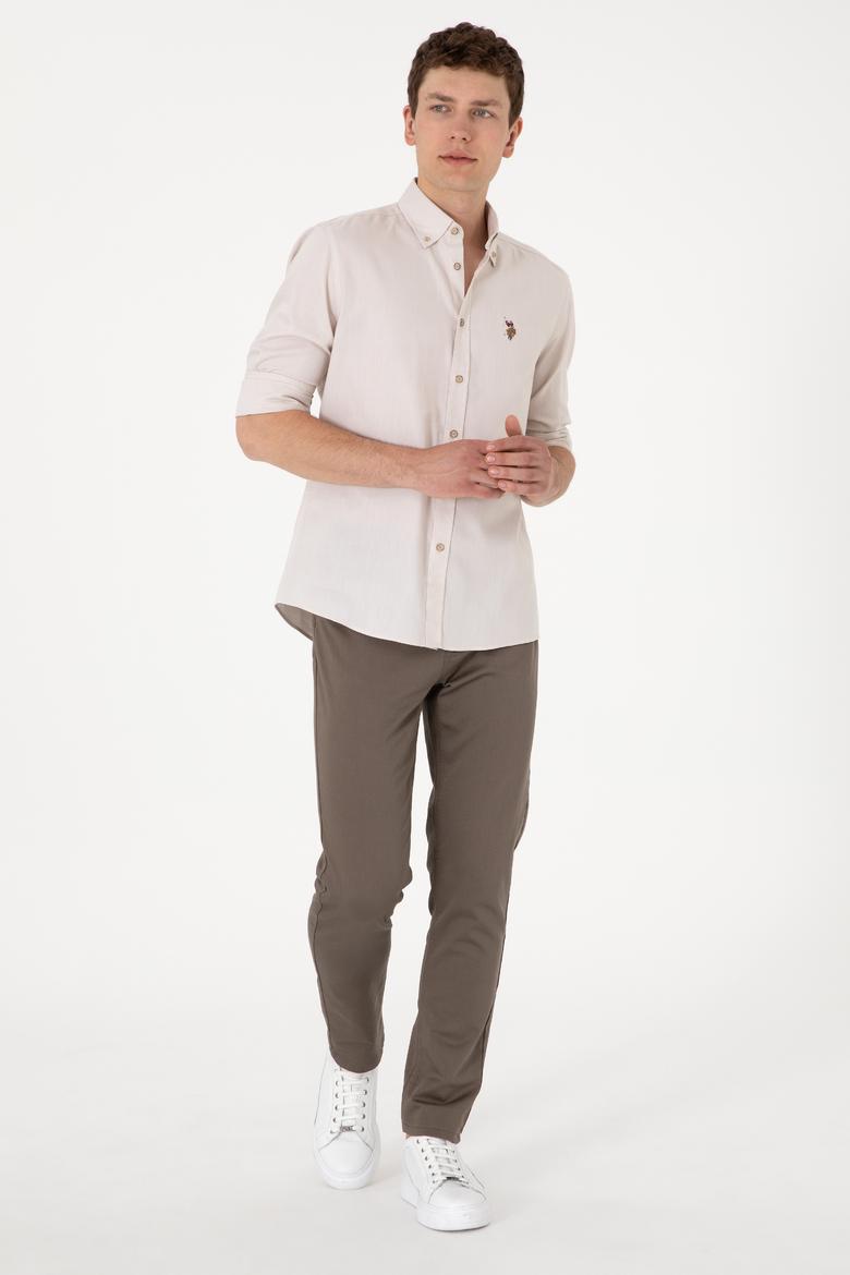 Erkek Taş Uzun Kollu Basic Gömlek - 50297981061