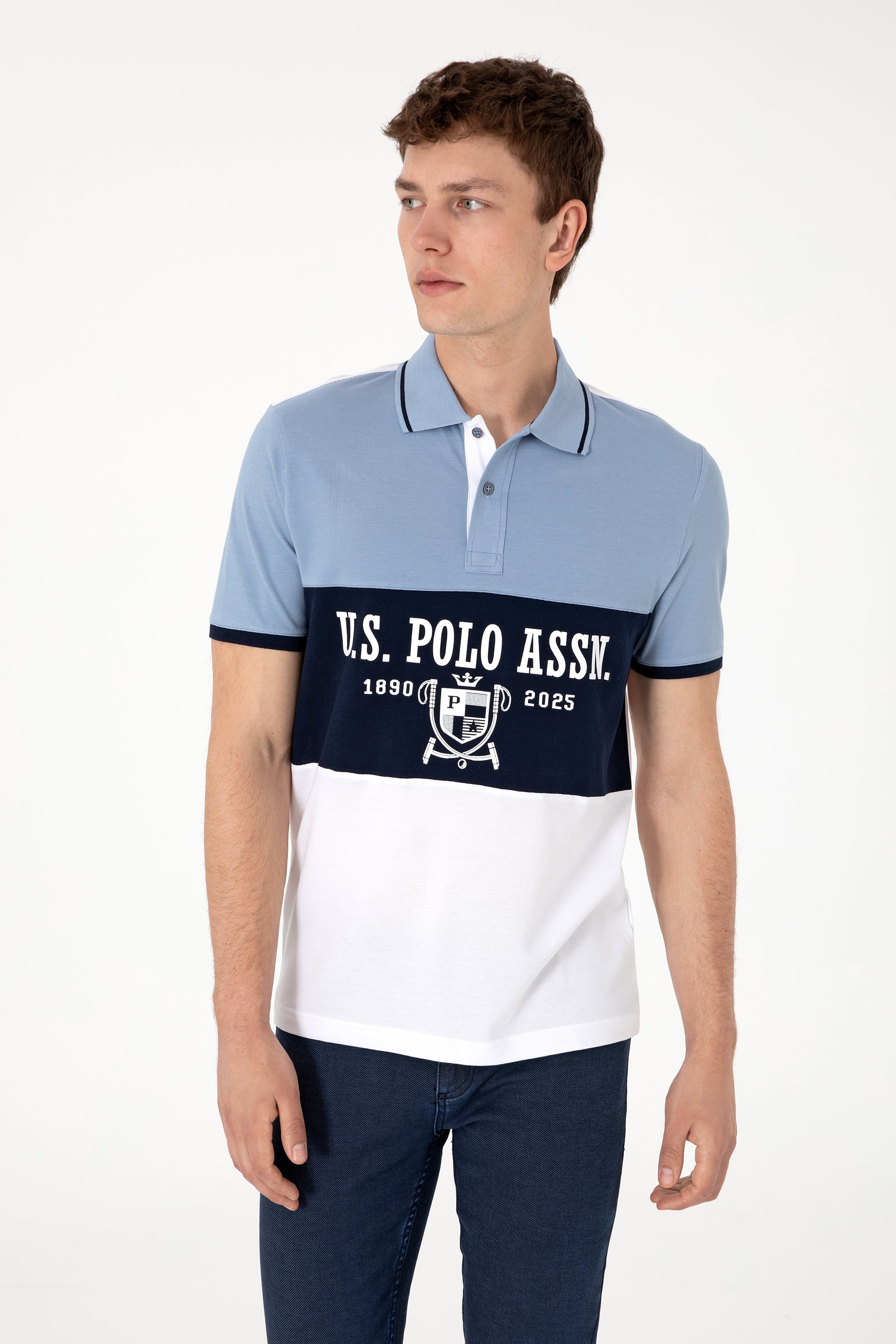 Erkek Regular Fit Polo Yaka Beyaz Tişört - Image 1