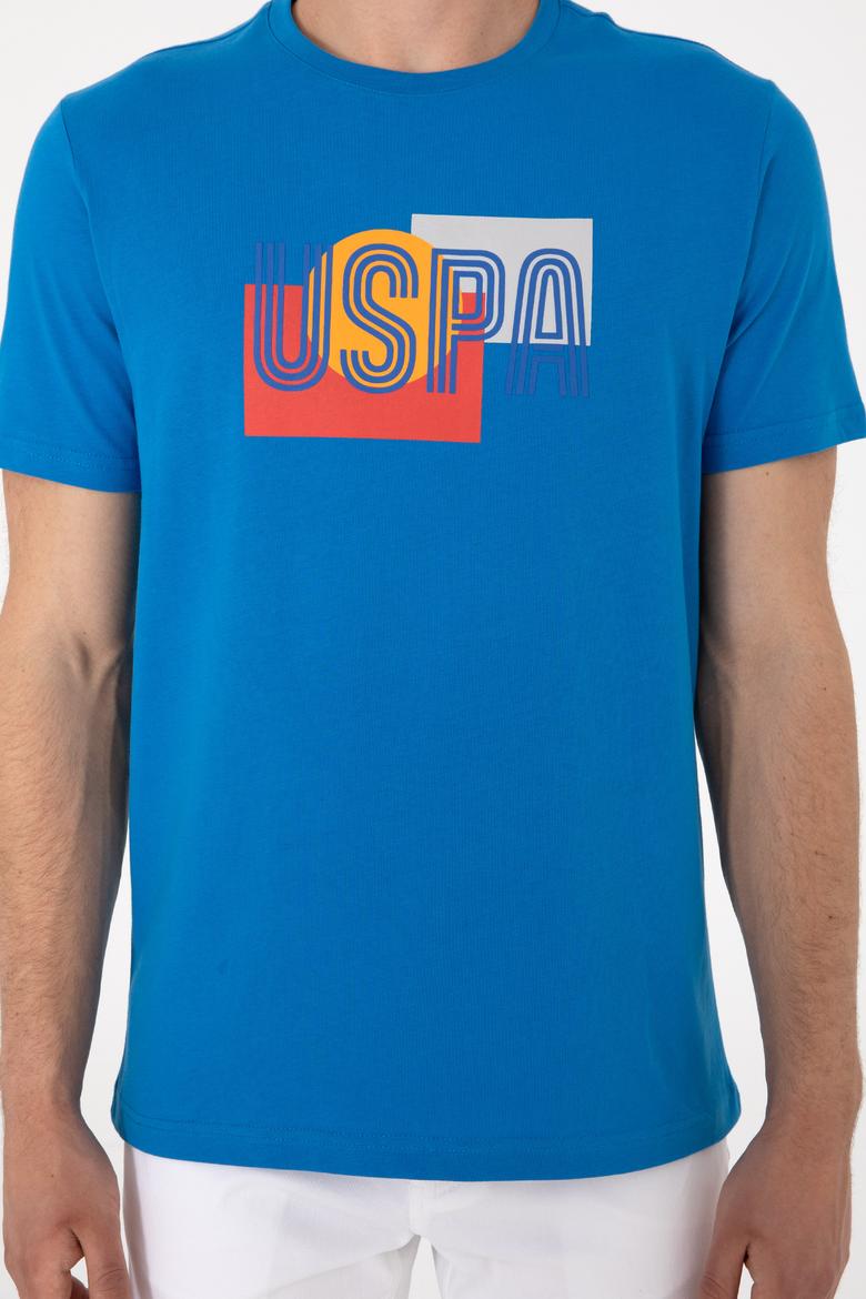 Erkek Regular Fit Kobalt Bisiklet Yaka Tişört - 50300593014