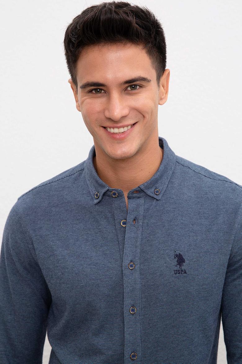 Erkek Lacivert Gömlek Yaka Sweatshirt - 50209959016