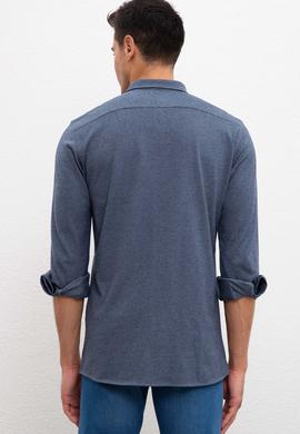 Erkek Lacivert Gömlek Yaka Sweatshirt - 50209959016