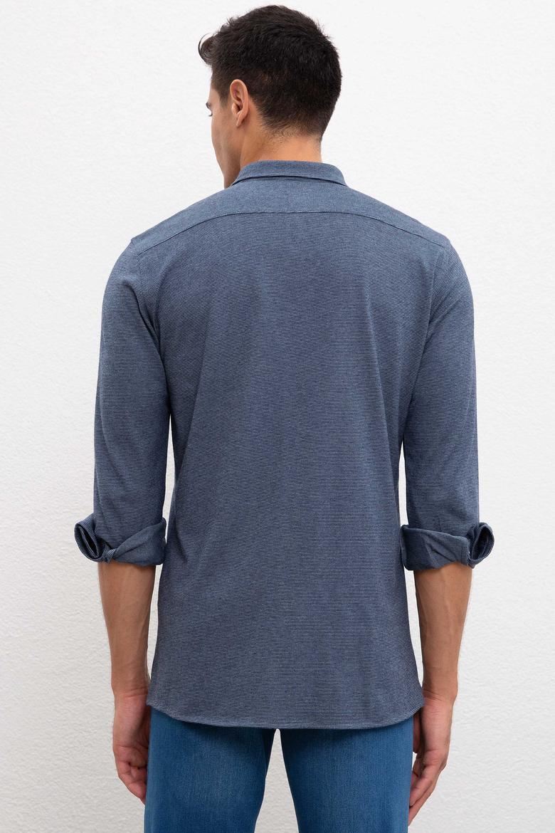 Erkek Lacivert Gömlek Yaka Sweatshirt - 50209959016