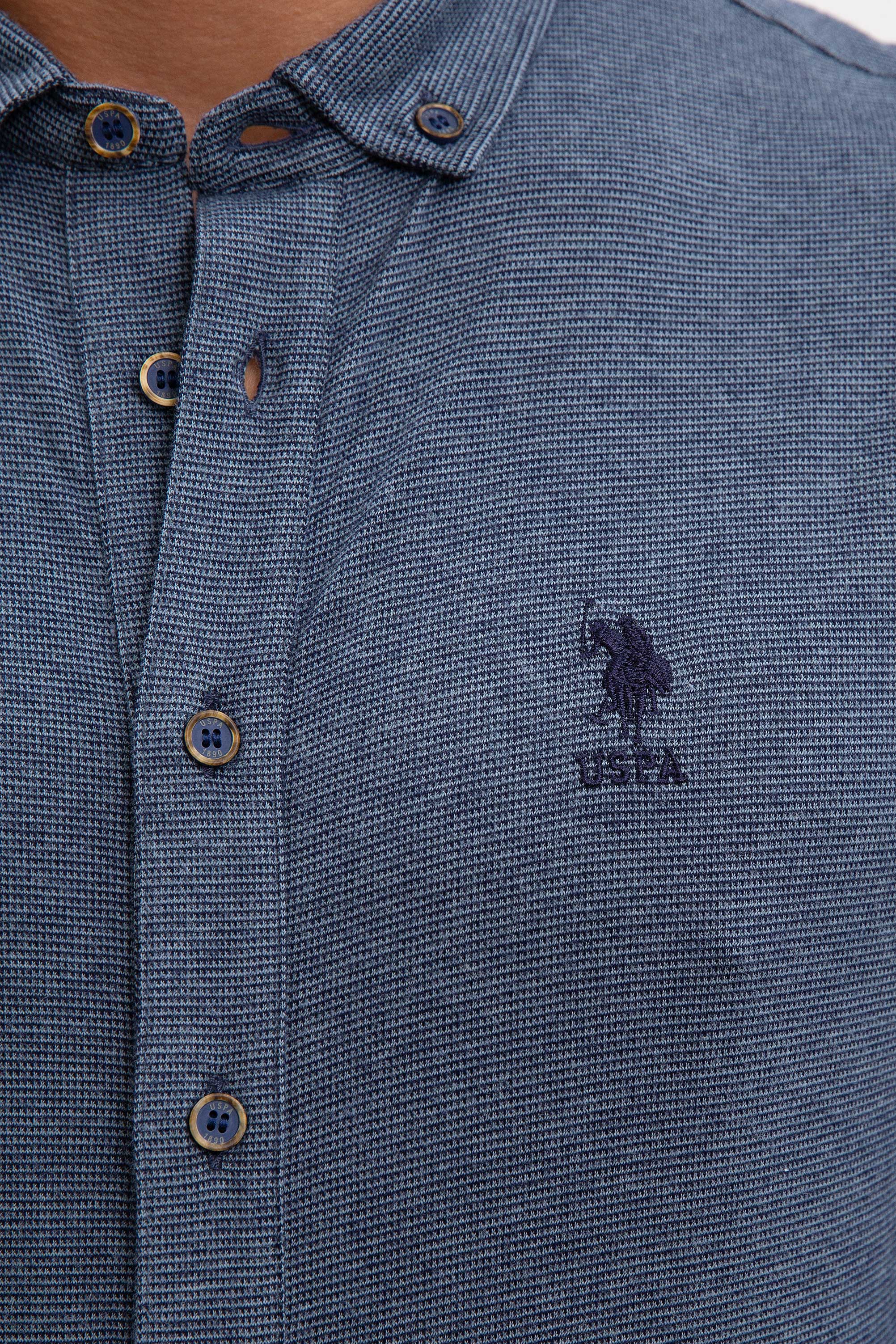 Erkek Lacivert Gömlek Yaka Sweatshirt - 50209959016