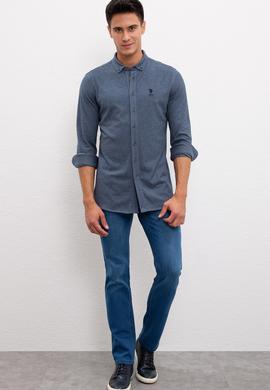 Erkek Lacivert Gömlek Yaka Sweatshirt - 50209959016