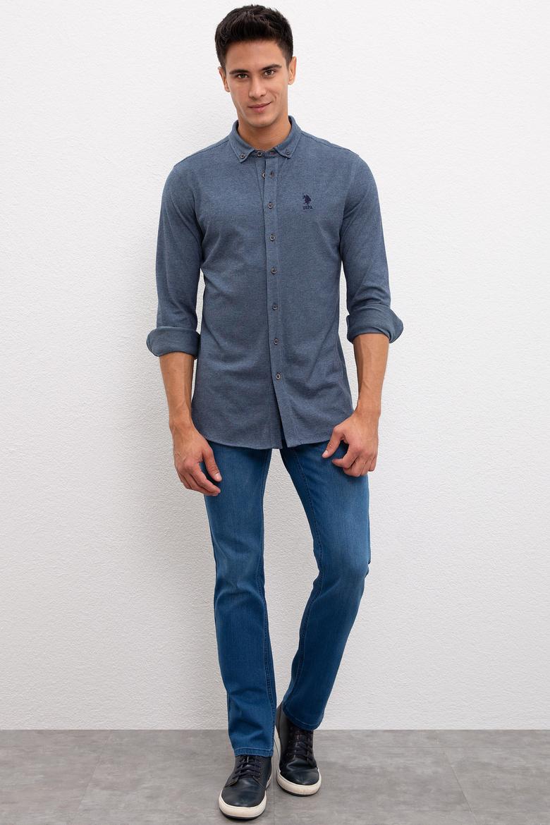 Erkek Lacivert Gömlek Yaka Sweatshirt - 50209959016