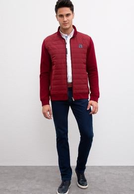 Erkek Bordo Dik Yaka Fermuarlı Sweatshirt - 50209961018