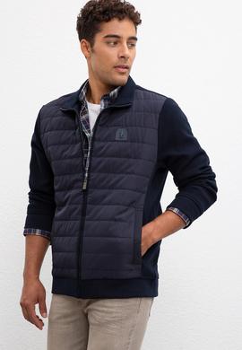 Erkek Lacivert Dik Yaka Fermuarlı Sweatshirt - 50209961008