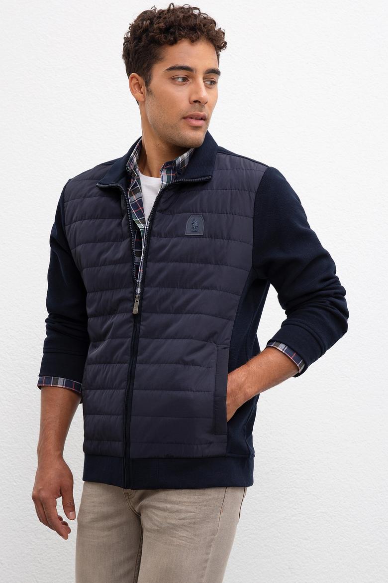 Erkek Lacivert Dik Yaka Fermuarlı Sweatshirt - 50209961008