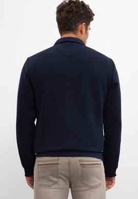 Erkek Lacivert Dik Yaka Fermuarlı Sweatshirt - 50209961008