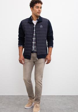 Erkek Lacivert Dik Yaka Fermuarlı Sweatshirt - 50209961008