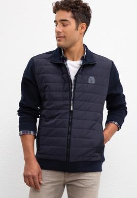 Erkek Lacivert Dik Yaka Fermuarlı Sweatshirt - 50209961008