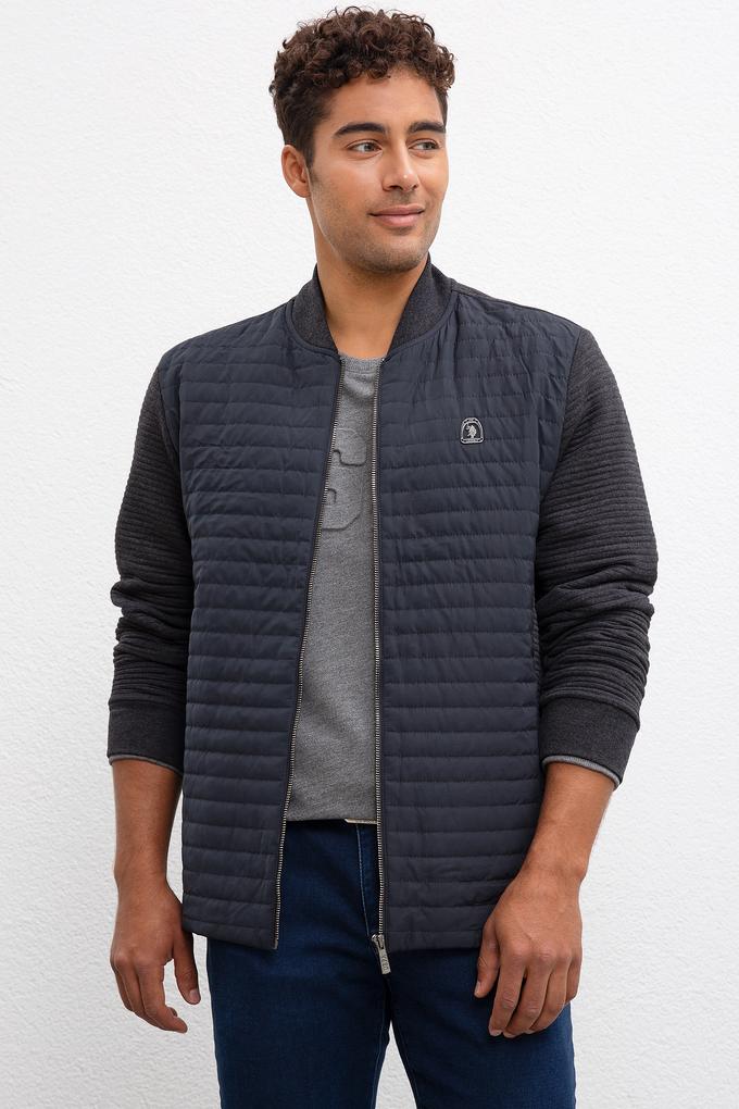 Erkek Antrasit Dik Yaka Fermuarlı Sweatshirt