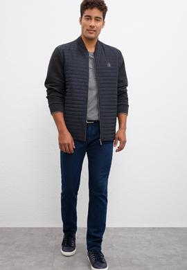 Erkek Antrasit Dik Yaka Fermuarlı Sweatshirt - 50209963011