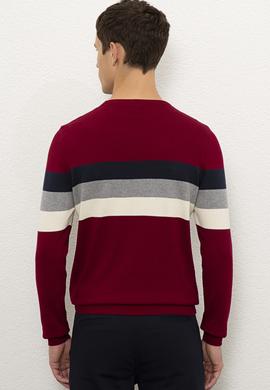 Erkek Bordo Bisiklet Yaka Triko Kazak - 50229180019