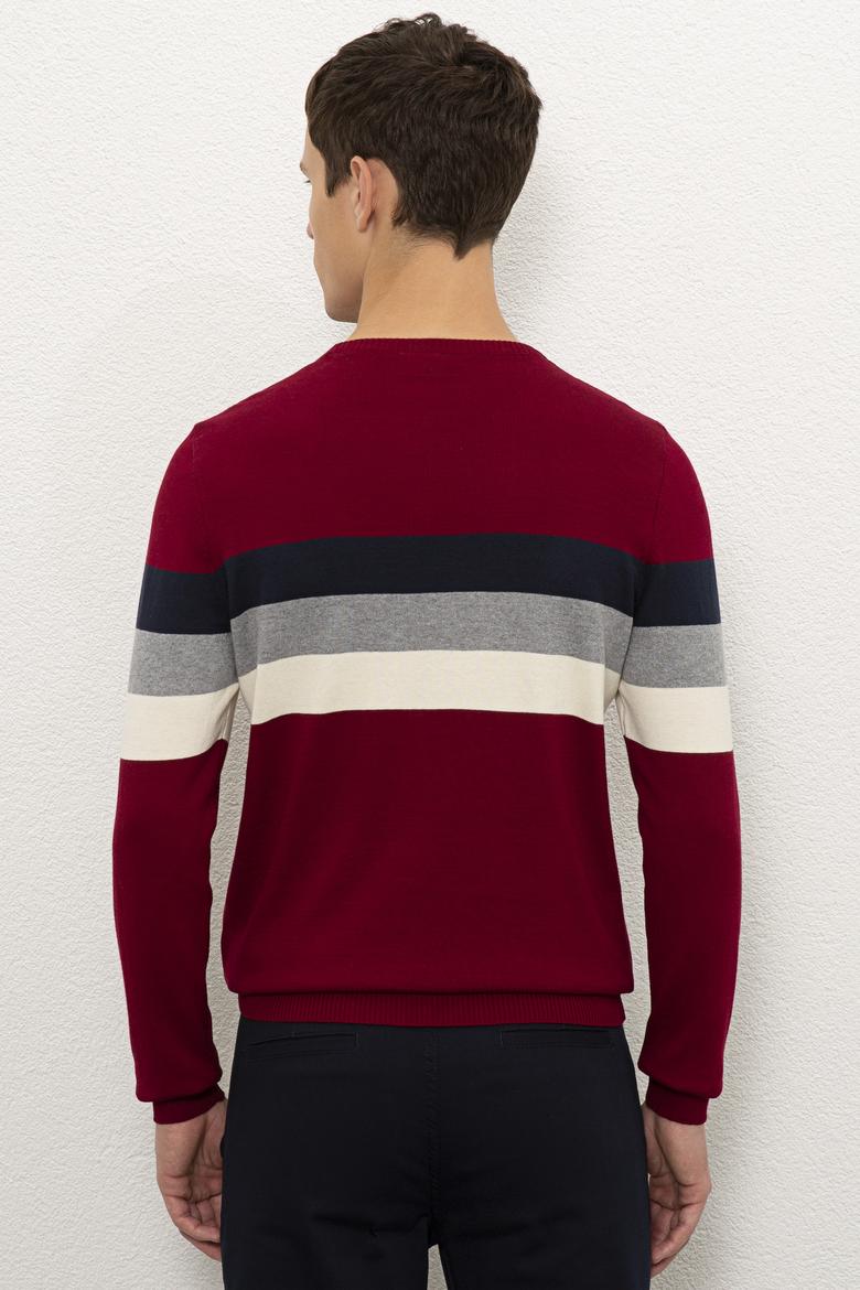 Erkek Bordo Bisiklet Yaka Triko Kazak - 50229180019