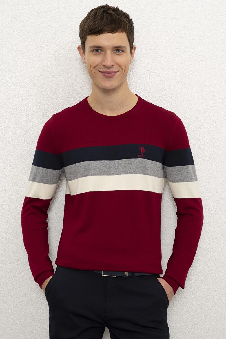 Erkek Bordo Bisiklet Yaka Triko Kazak