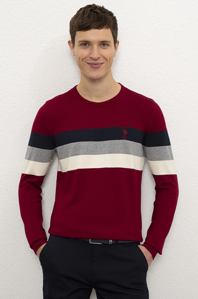 Erkek Bordo Bisiklet Yaka Triko Kazak