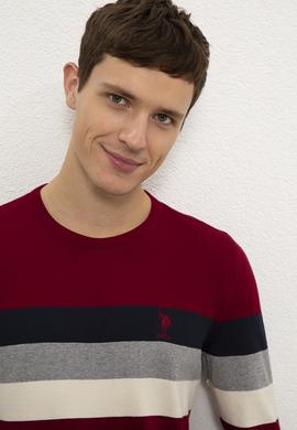 Erkek Bordo Bisiklet Yaka Triko Kazak - 50229180019