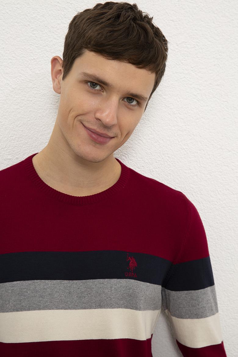 Erkek Bordo Bisiklet Yaka Triko Kazak - 50229180019