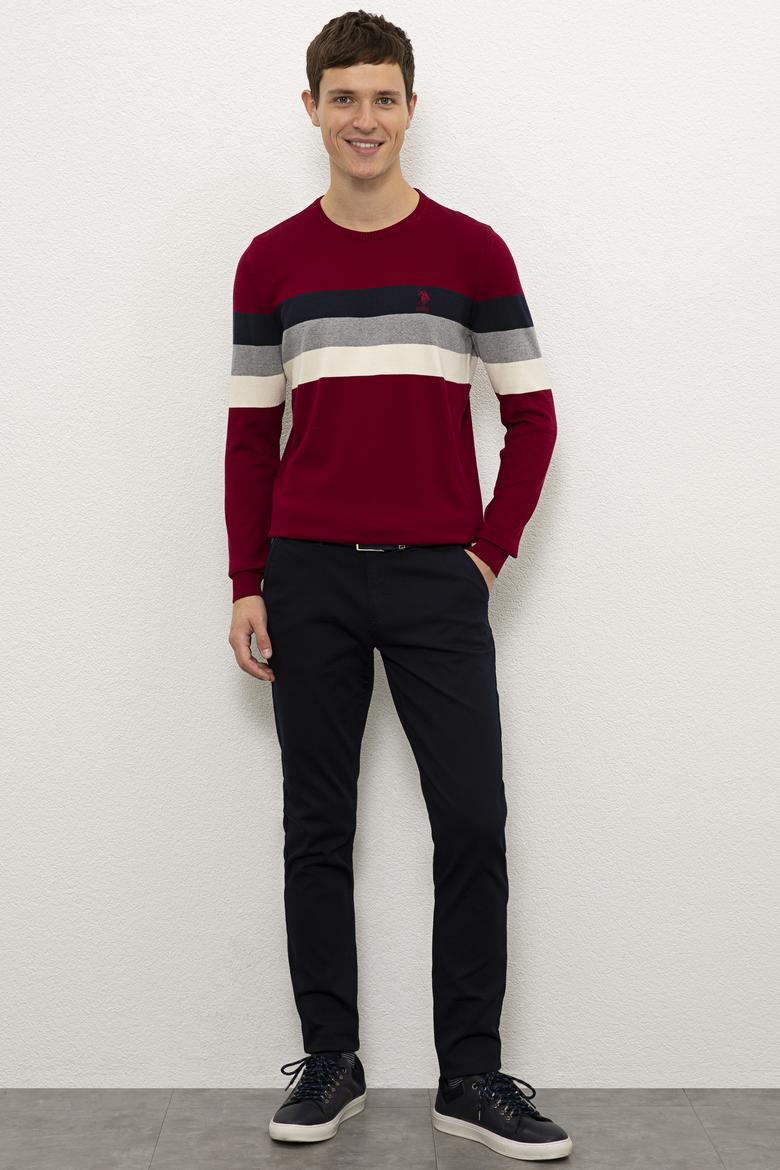 Erkek Bordo Bisiklet Yaka Triko Kazak - 50229180019