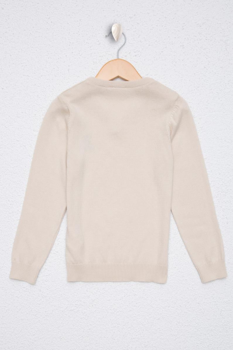 Kız Çocuk Krem Basic Kazak