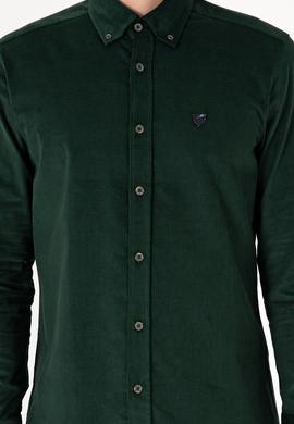 Erkek Koyu Yeşil Uzun Kollu Gömlek - 50291395043