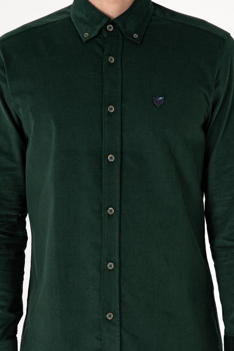 Erkek Koyu Yeşil Uzun Kollu Gömlek - 50291395043