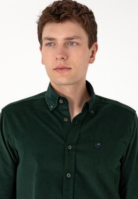 Erkek Koyu Yeşil Uzun Kollu Gömlek - 50291395043