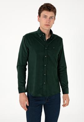 Erkek Koyu Yeşil Uzun Kollu Gömlek - 50291395043