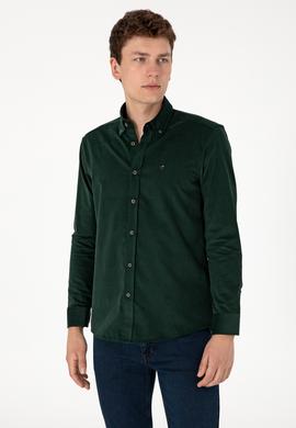 Erkek Koyu Yeşil Uzun Kollu Gömlek - 50291395043