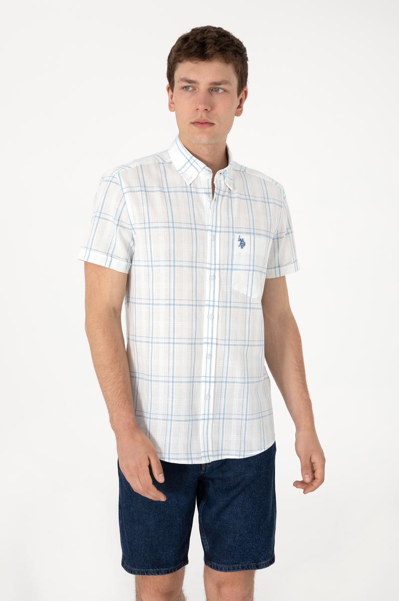 Erkek İndigo Kısa Kollu Gömlek