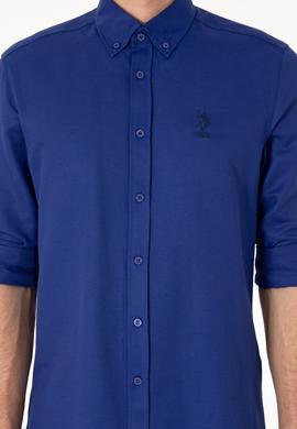 Erkek Mavi Uzun Kollu Basic Gömlek - 50298009113