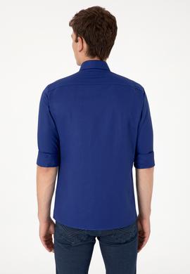 Erkek Mavi Uzun Kollu Basic Gömlek - 50298009113