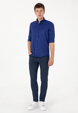 Erkek Mavi Uzun Kollu Basic Gömlek - 50298009113
