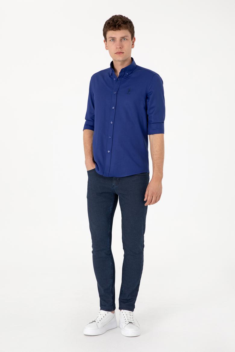 Erkek Mavi Uzun Kollu Basic Gömlek - 50298009113