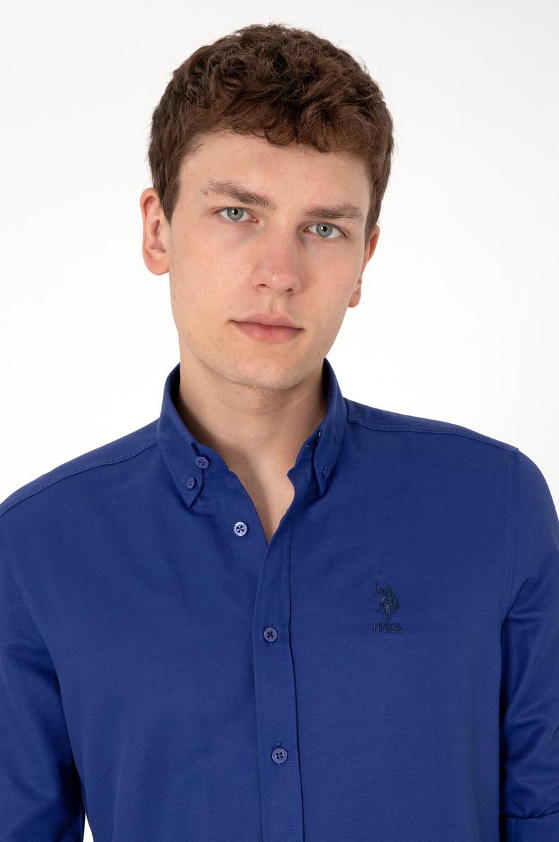 Erkek Mavi Uzun Kollu Basic Gömlek