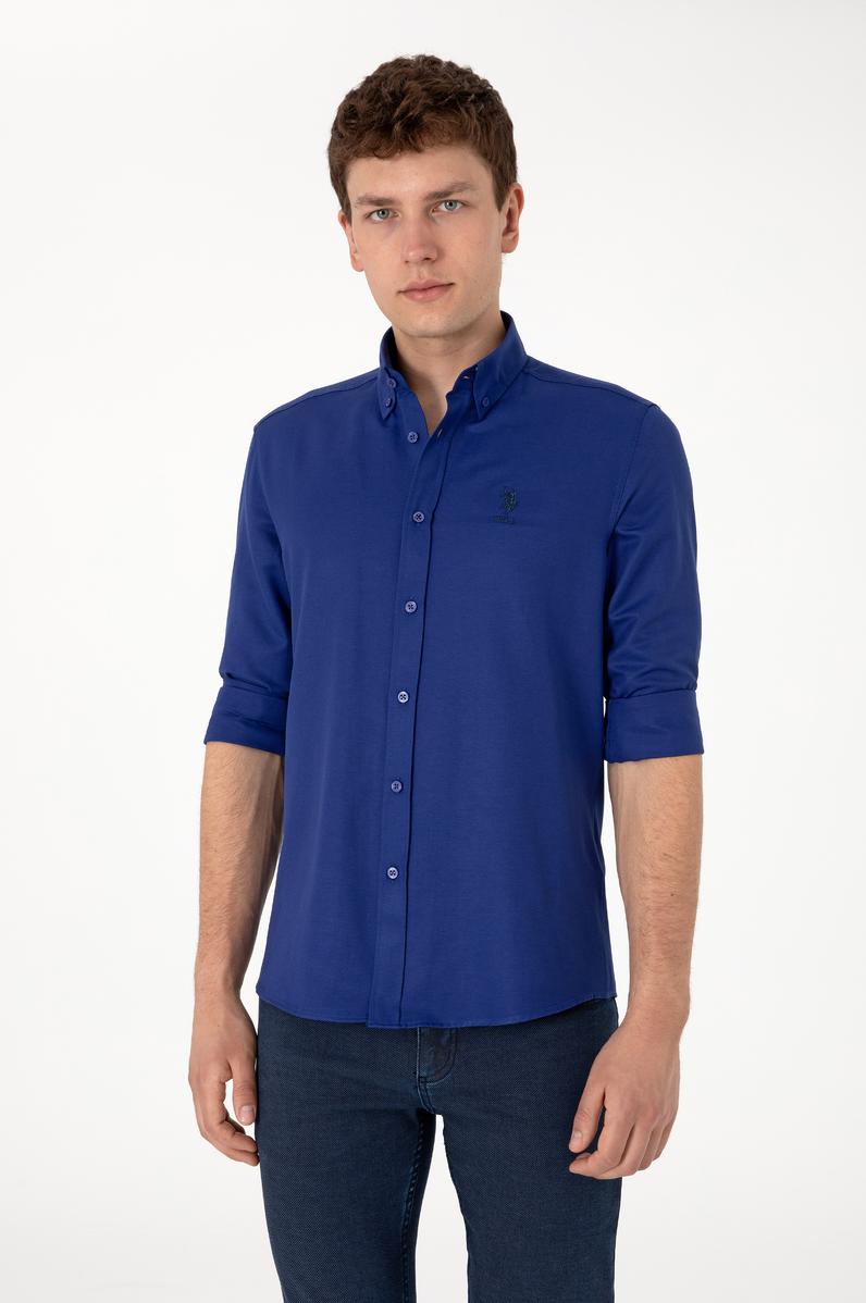 Erkek Mavi Uzun Kollu Basic Gömlek