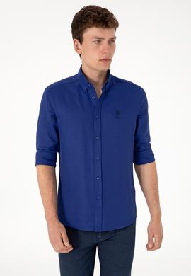 Erkek Mavi Uzun Kollu Basic Gömlek - 50298009113