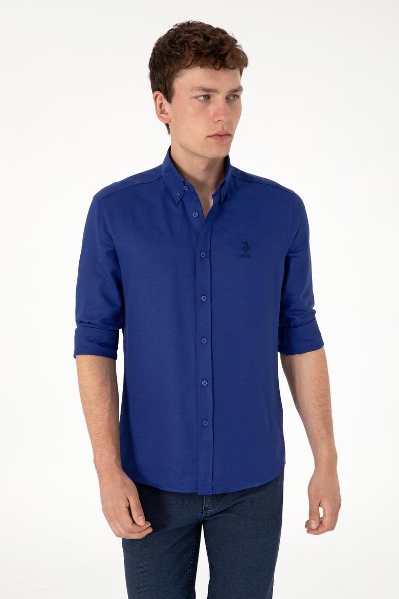 Erkek Mavi Uzun Kollu Basic Gömlek - 50298009113