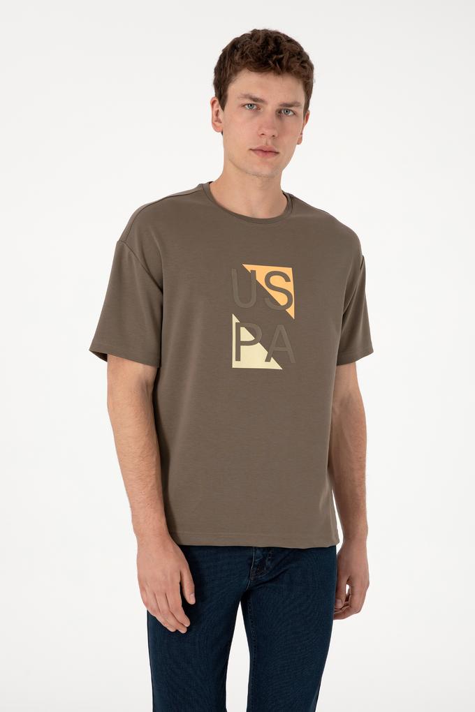 Erkek Comfort Fit Bisiklet Yaka Vizon Tişört