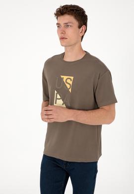 Erkek Comfort Fit Bisiklet Yaka Vizon Tişört - 50299882020