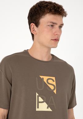 Erkek Comfort Fit Bisiklet Yaka Vizon Tişört - 50299882020