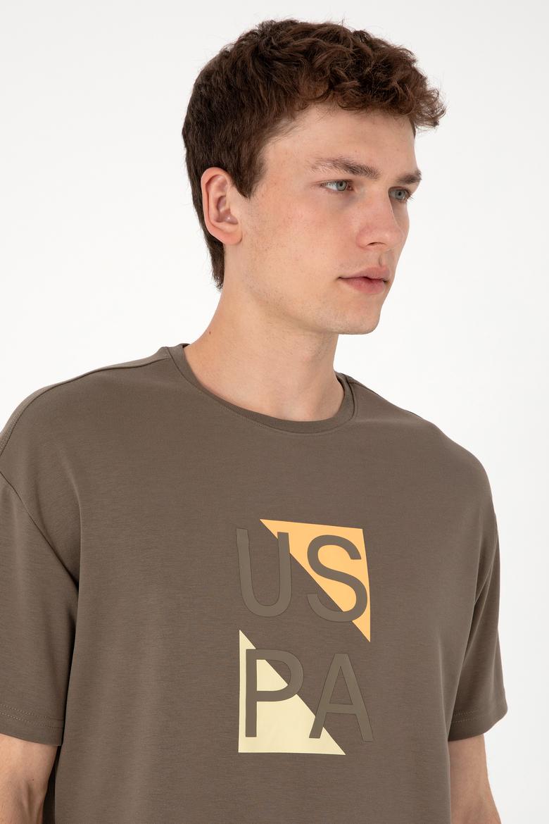 Erkek Comfort Fit Bisiklet Yaka Vizon Tişört - 50299882020