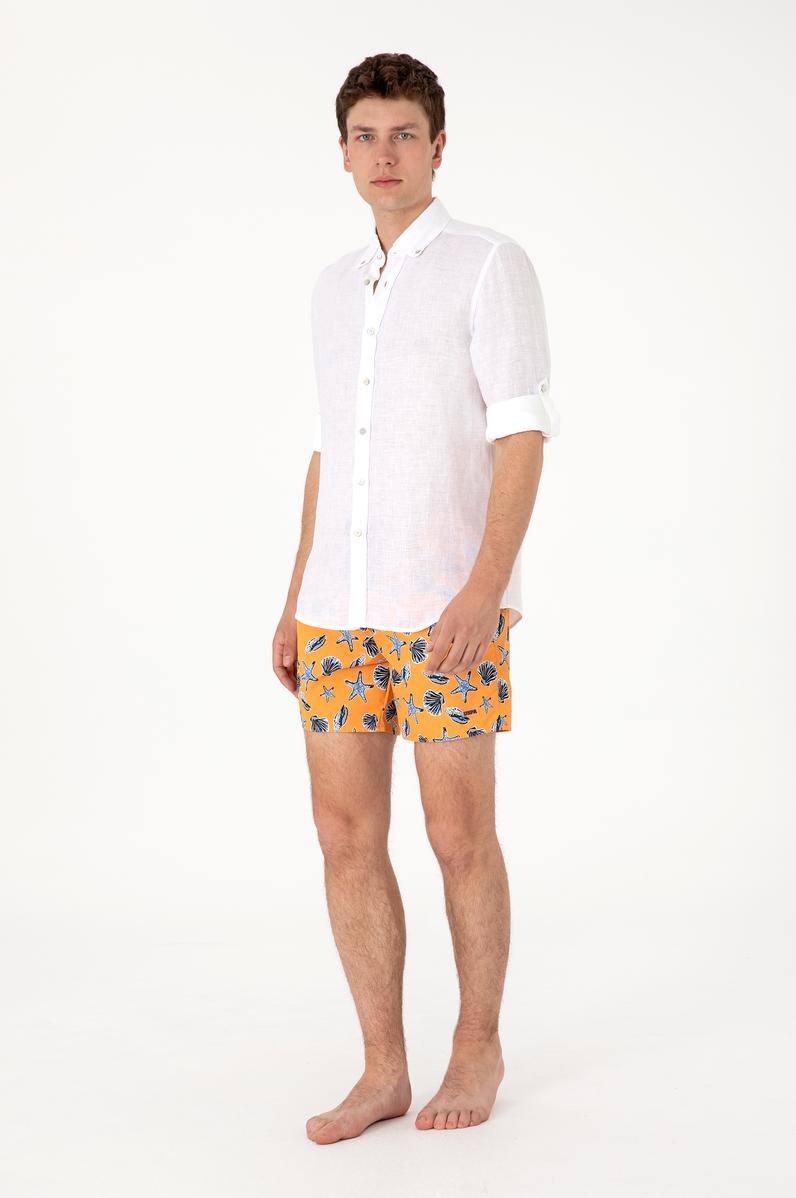 Erkek Turuncu Deniz Şortu