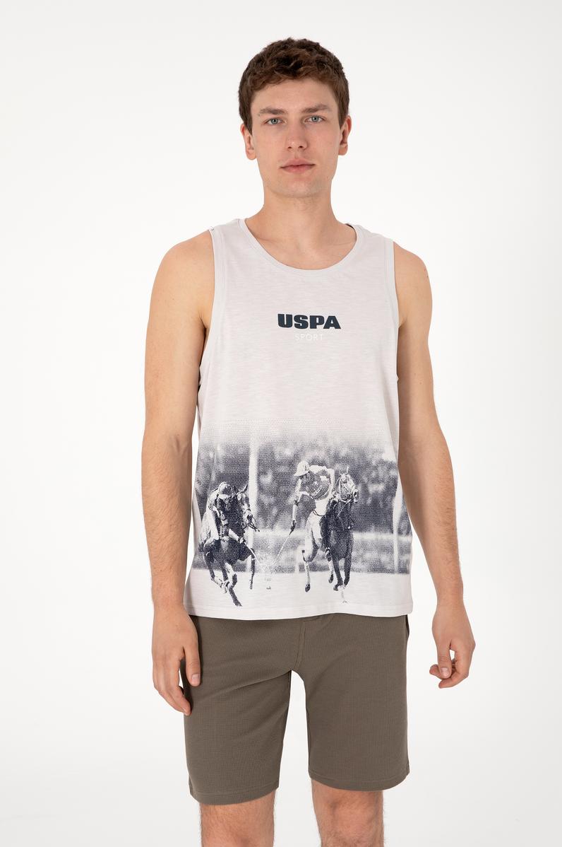 Erkek Regular Fit Bisiklet Yaka Açık Gri Kolsuz Tişört