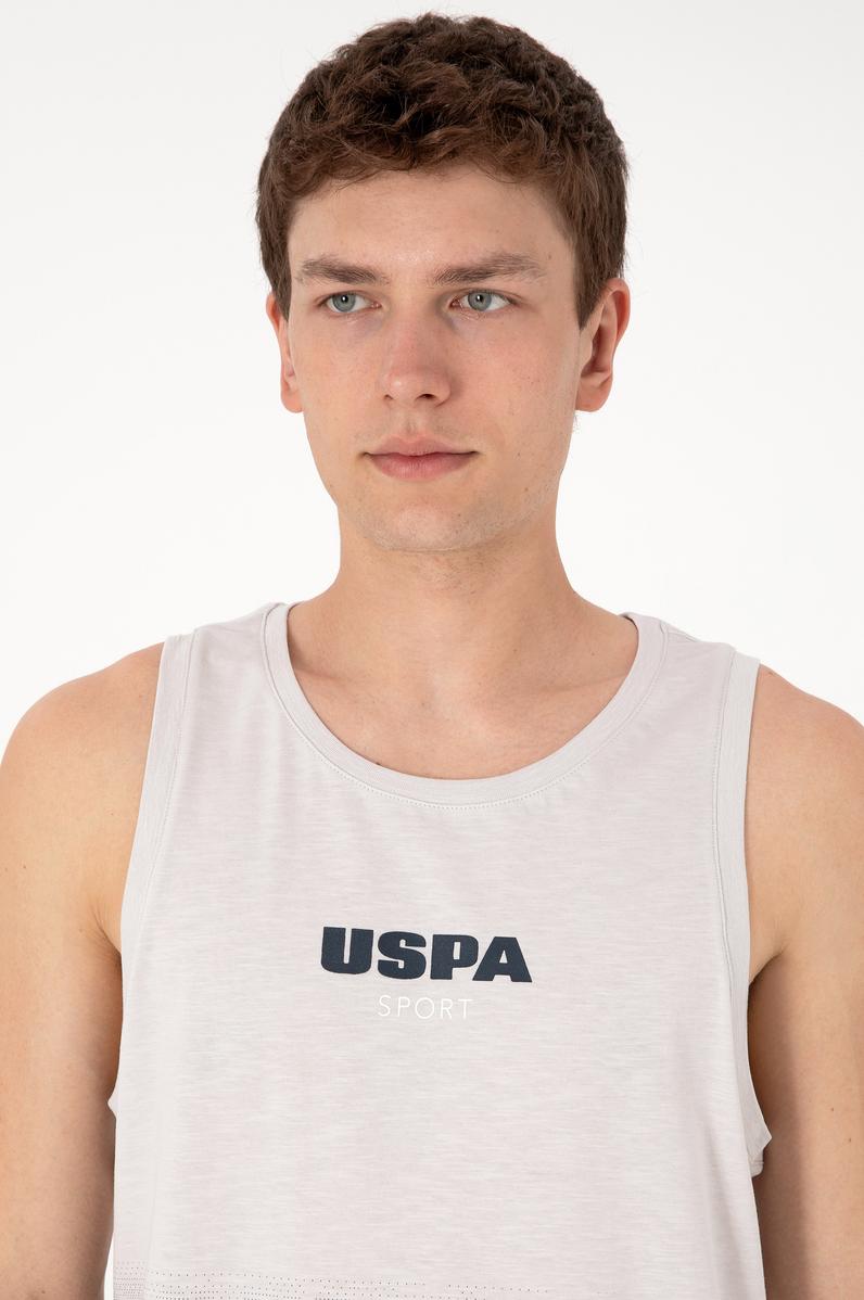 Erkek Regular Fit Bisiklet Yaka Açık Gri Kolsuz Tişört